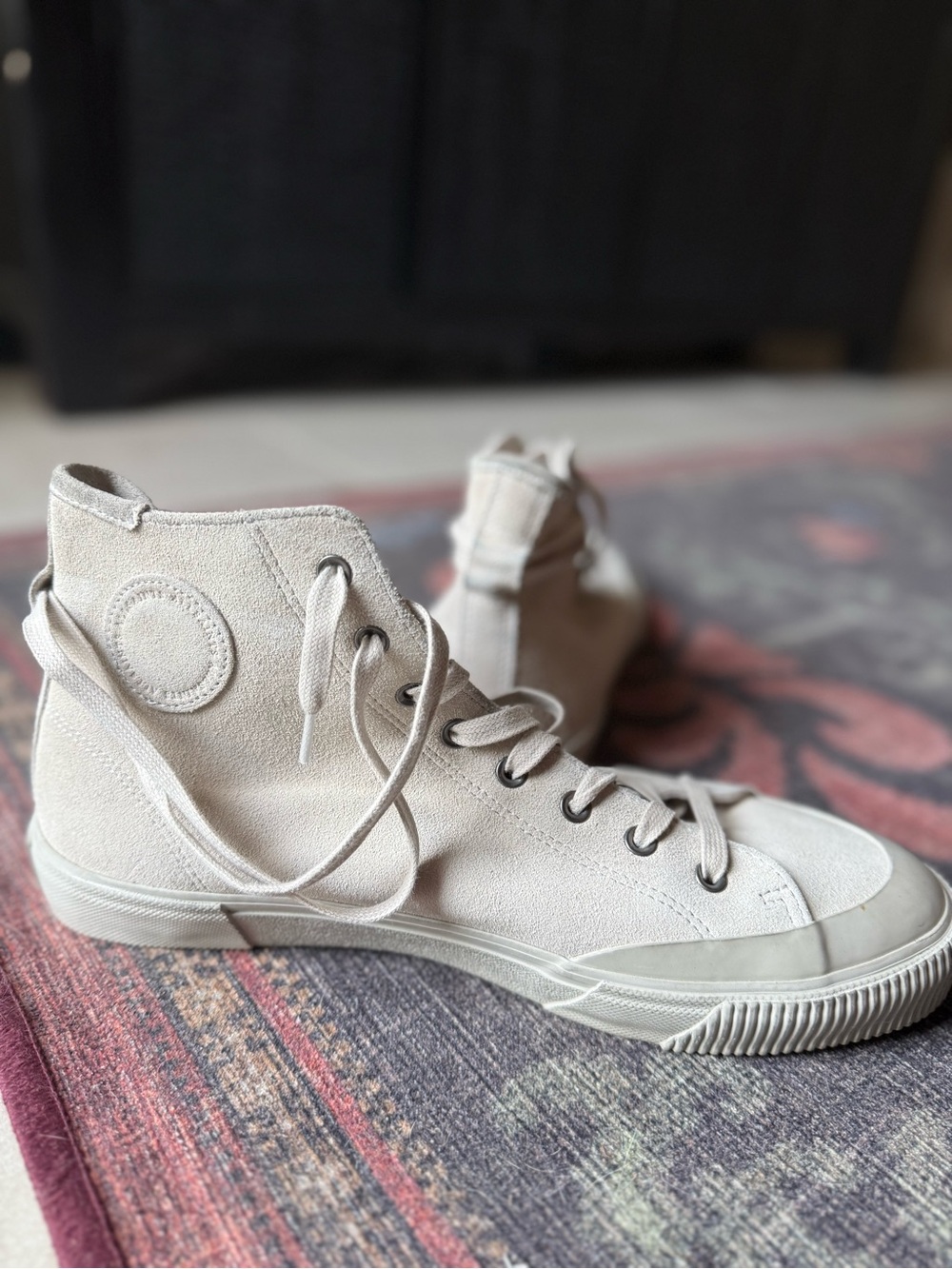 All Saints Suede White Hightop Sneaker